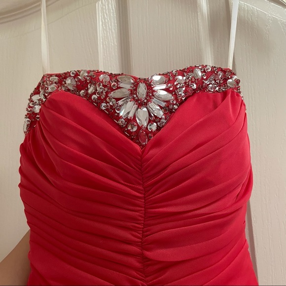 Coral full length prom dress - Picture 7 of 10